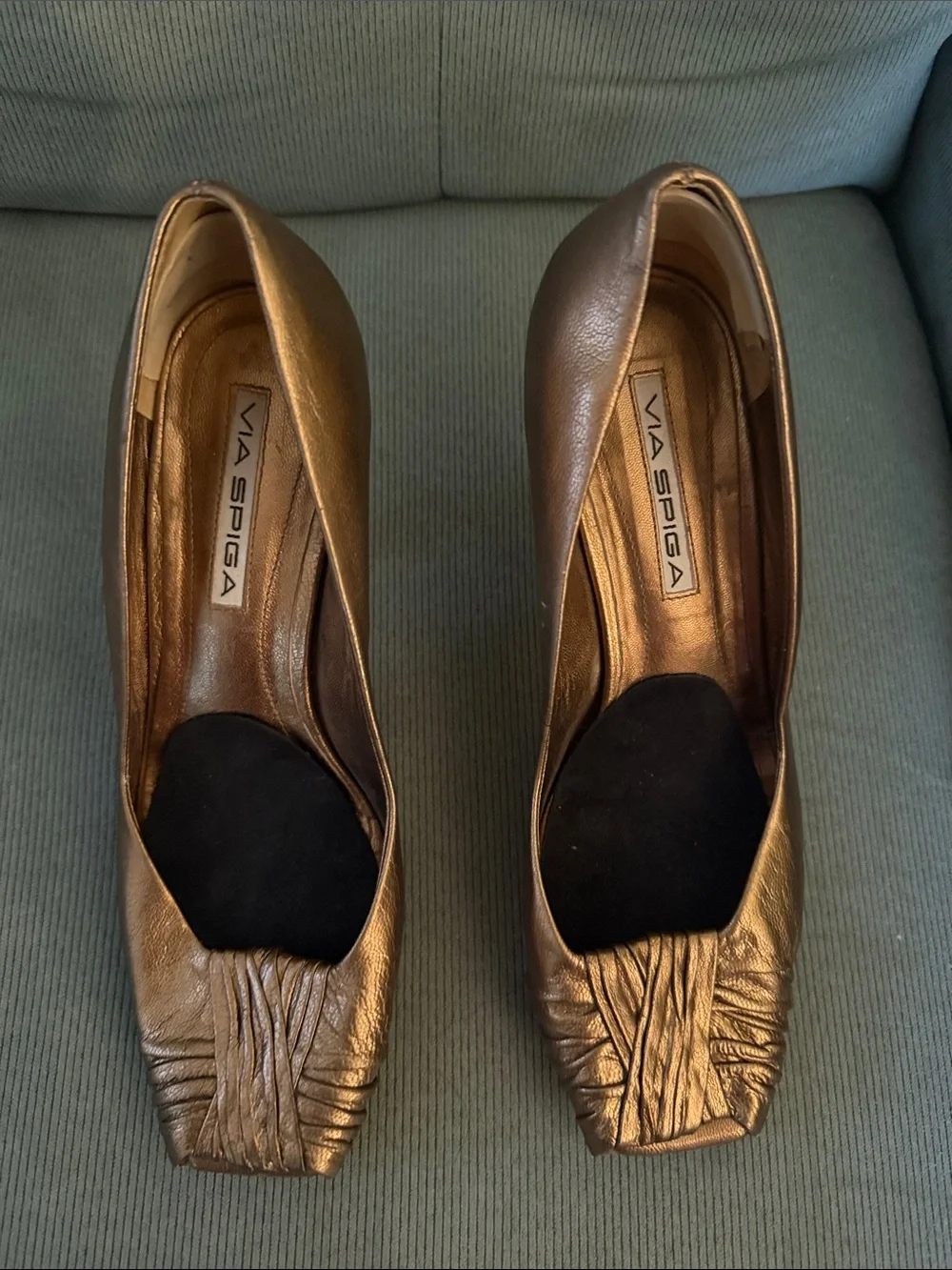 Via Spiga Bronze Metallic Leather Pumps